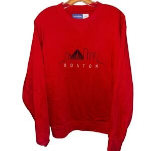 Big Cotton Boston embroidered crewneck red sweatshirt (small)